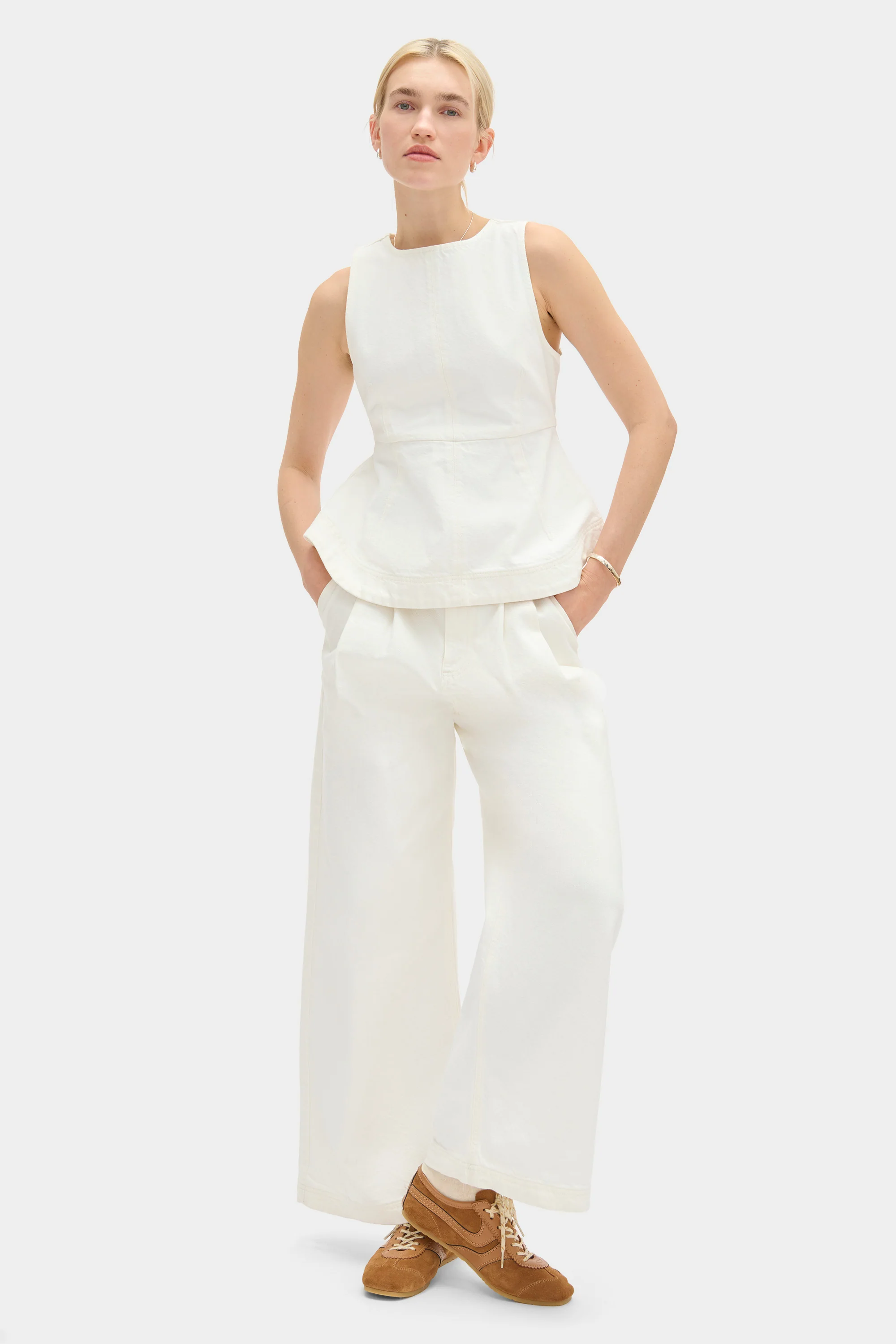 Chlo Sleeveless Peplum Denim Top - Image 2