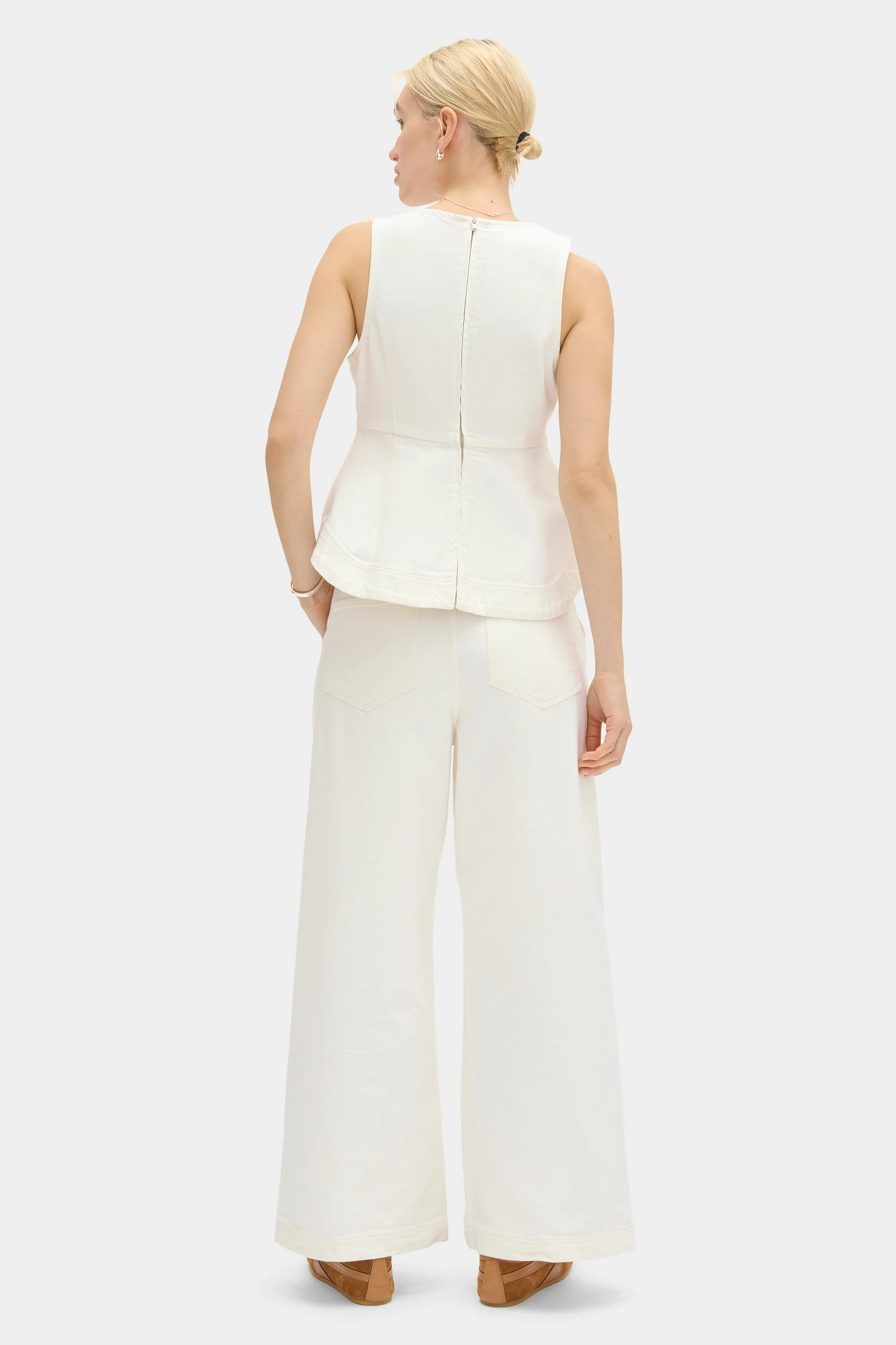 Chlo Sleeveless Peplum Denim Top - Image 3