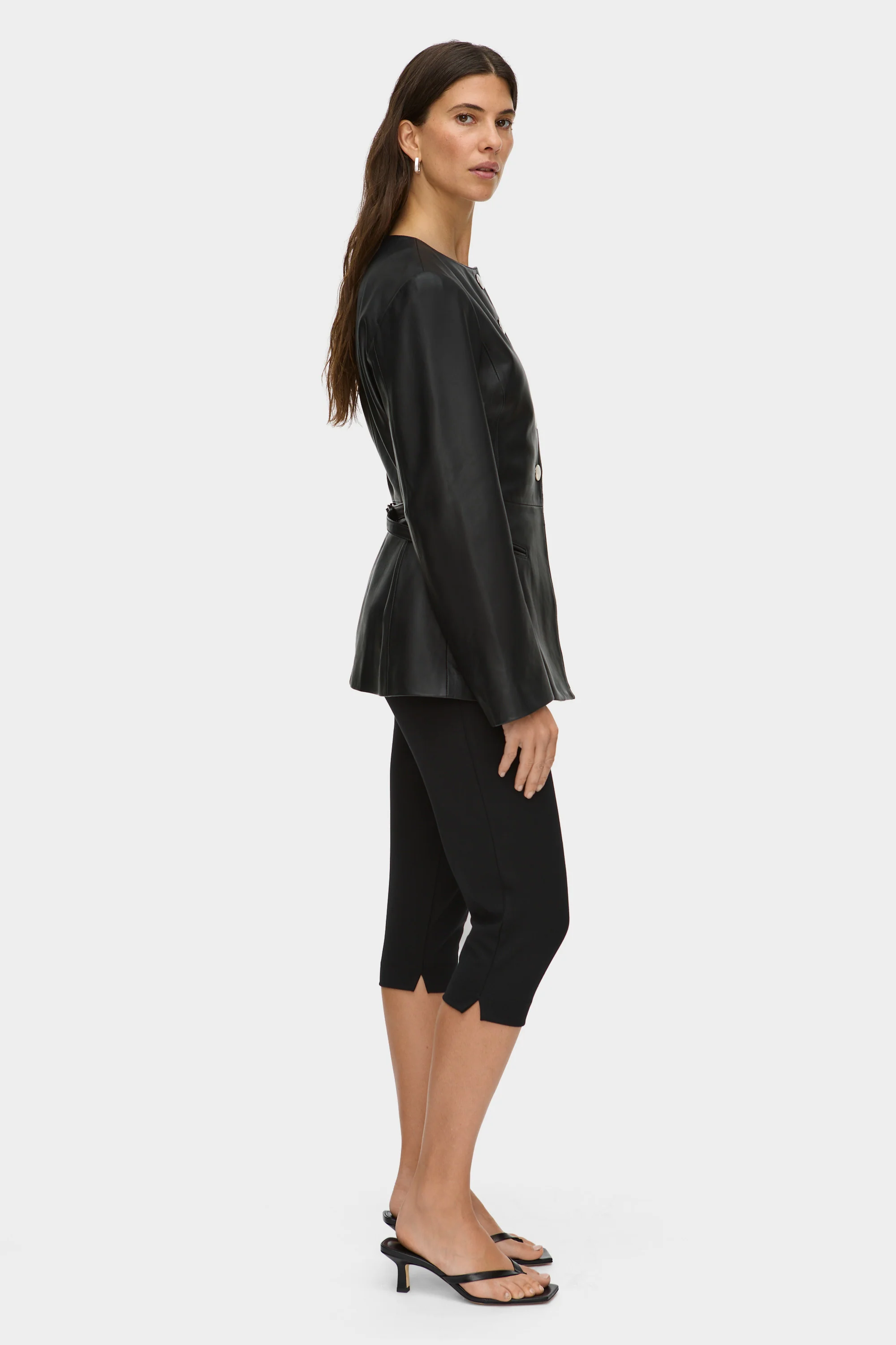 Daphne Waisted Leather Blazer - Image 3