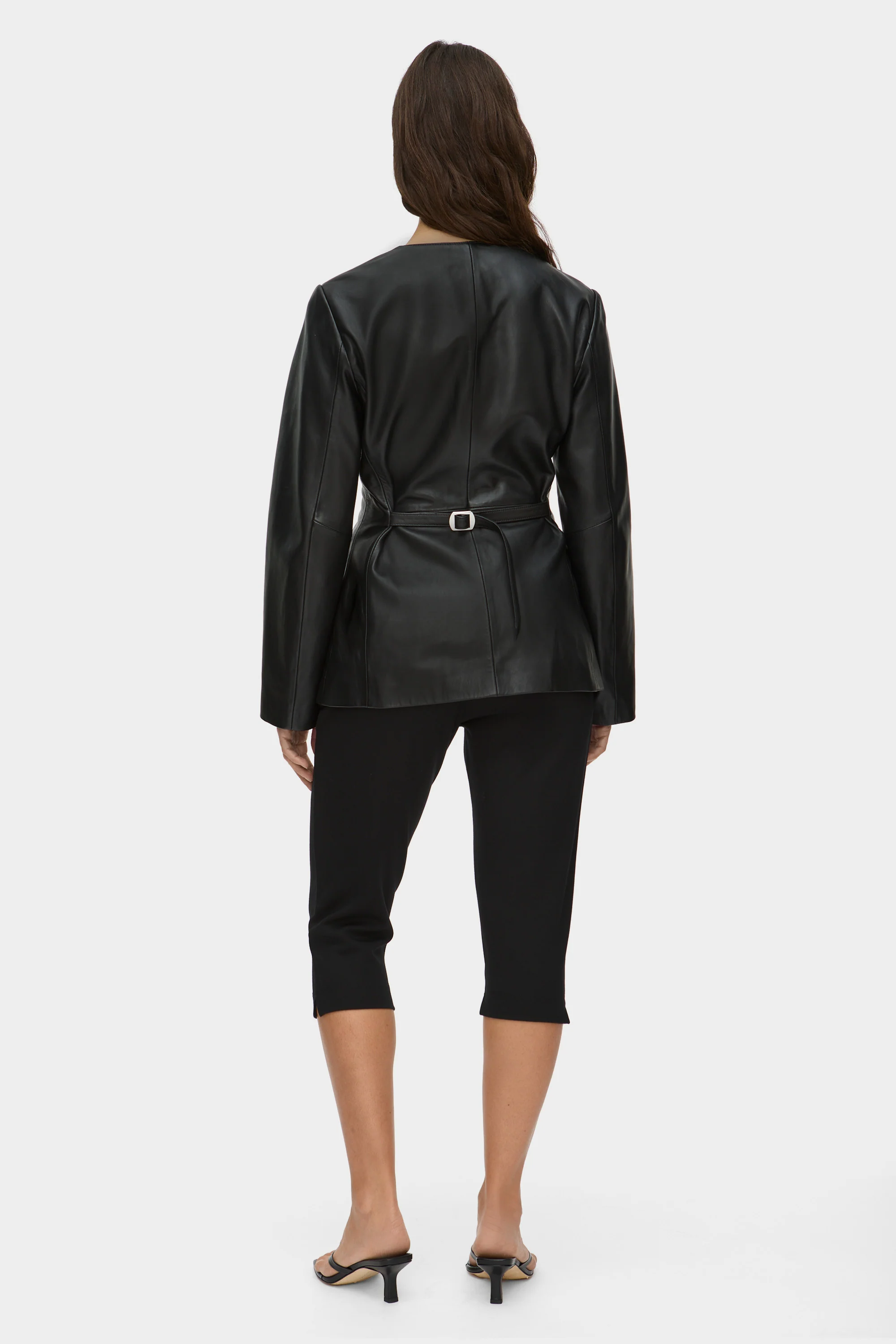 Daphne Waisted Leather Blazer - Image 4