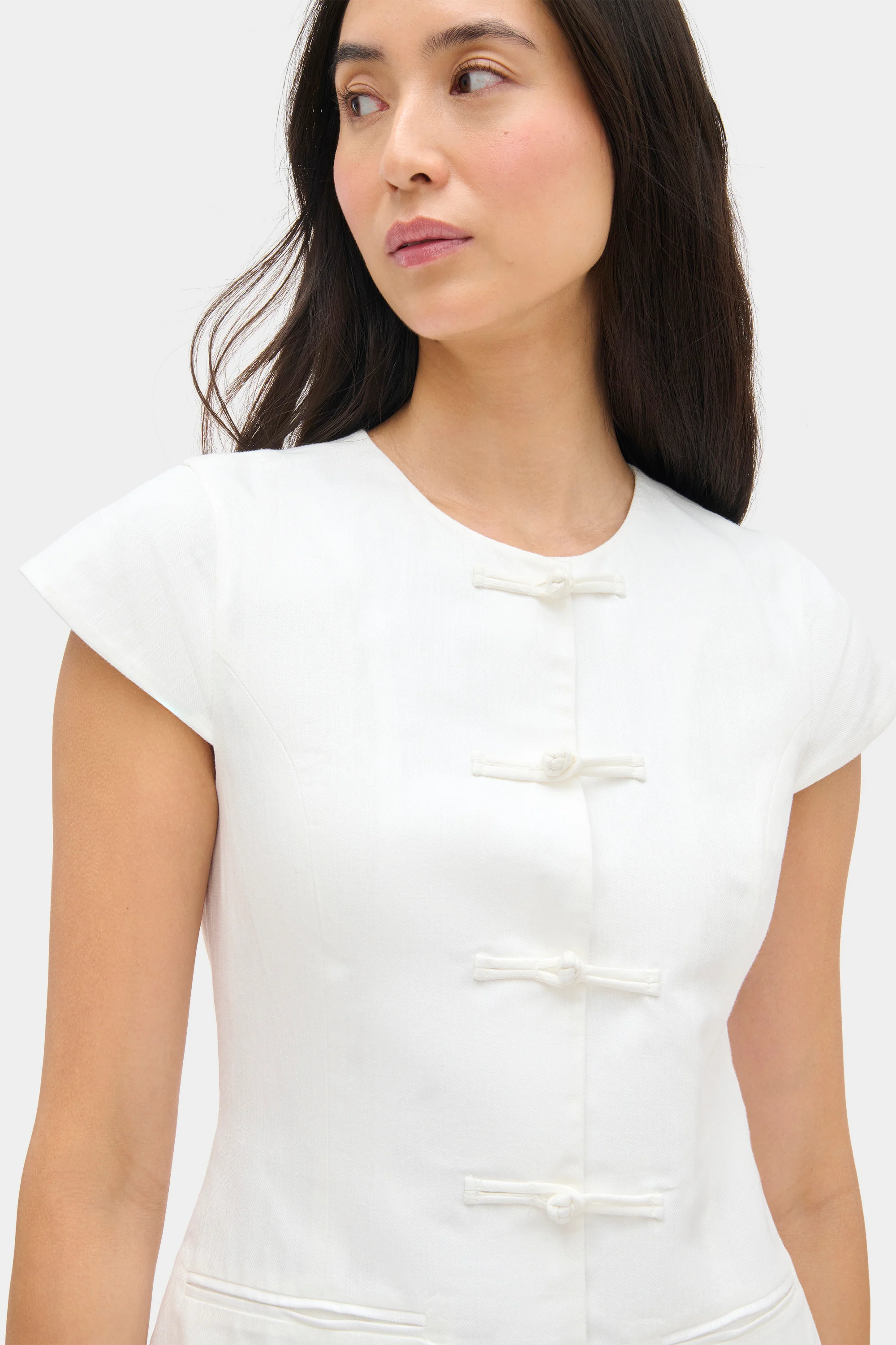 Jennie Cap Sleeve Linen Dress - Image 3