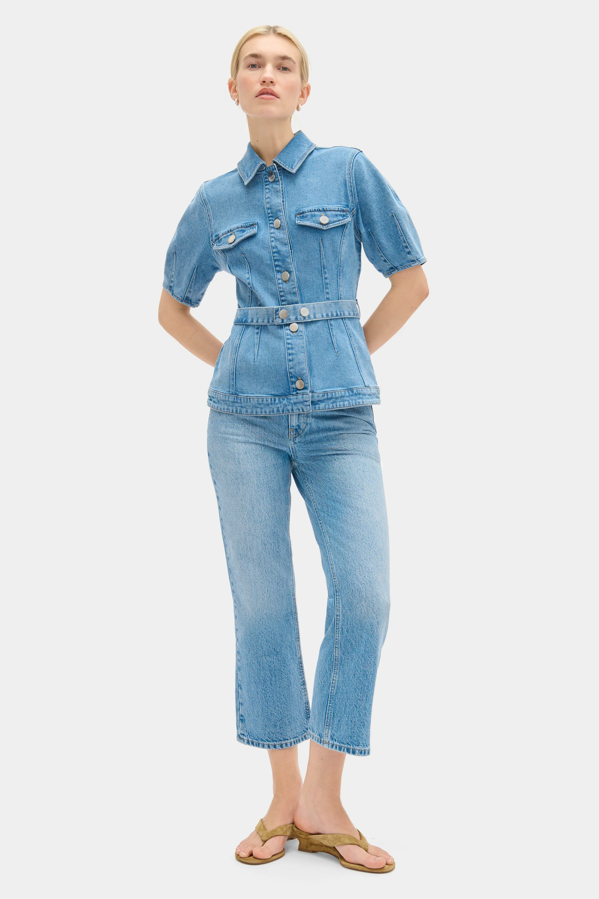Jette Belted Denim Top - Image 2