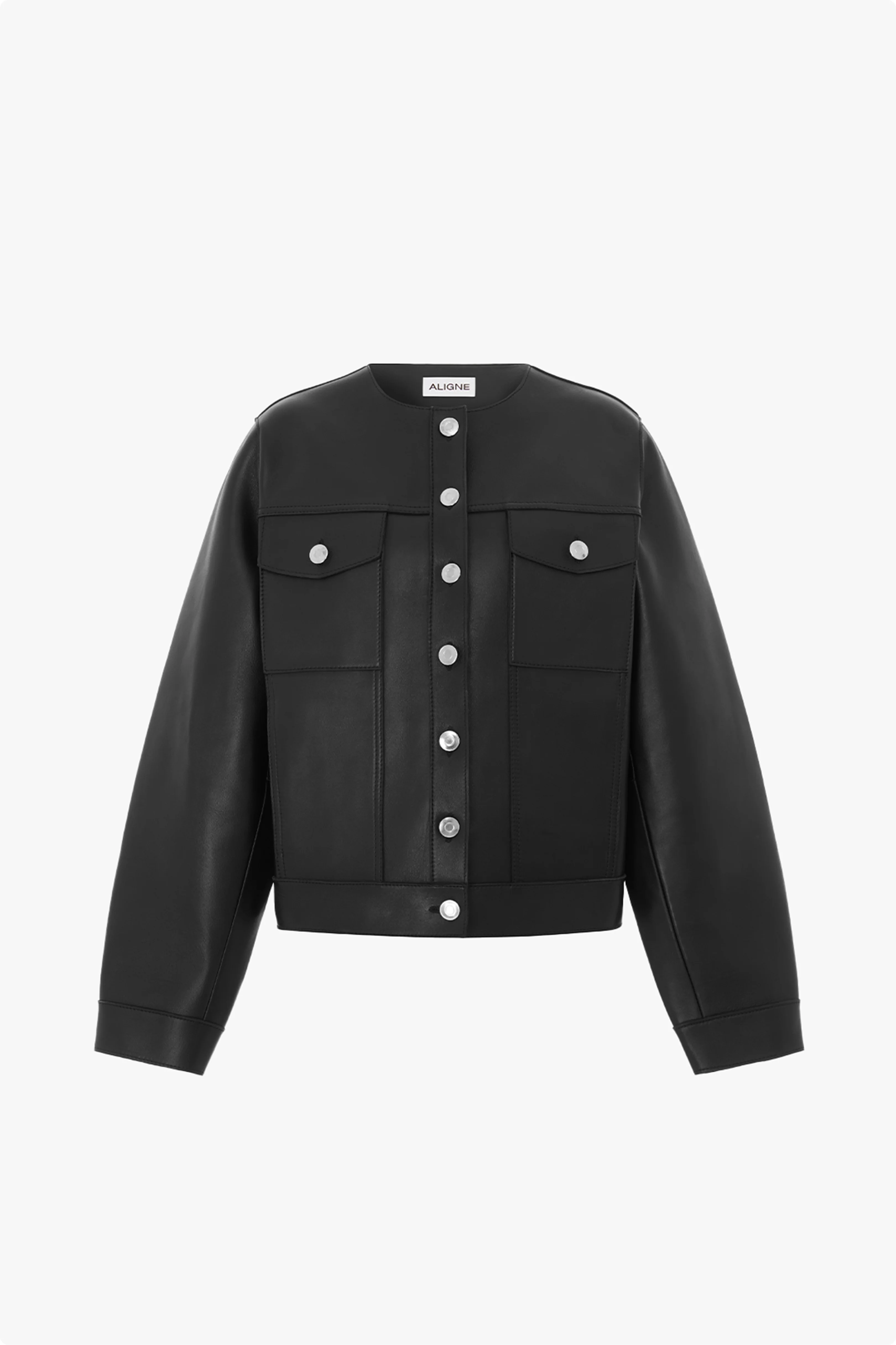 Moto Collarless Leather Jacket - Image 5