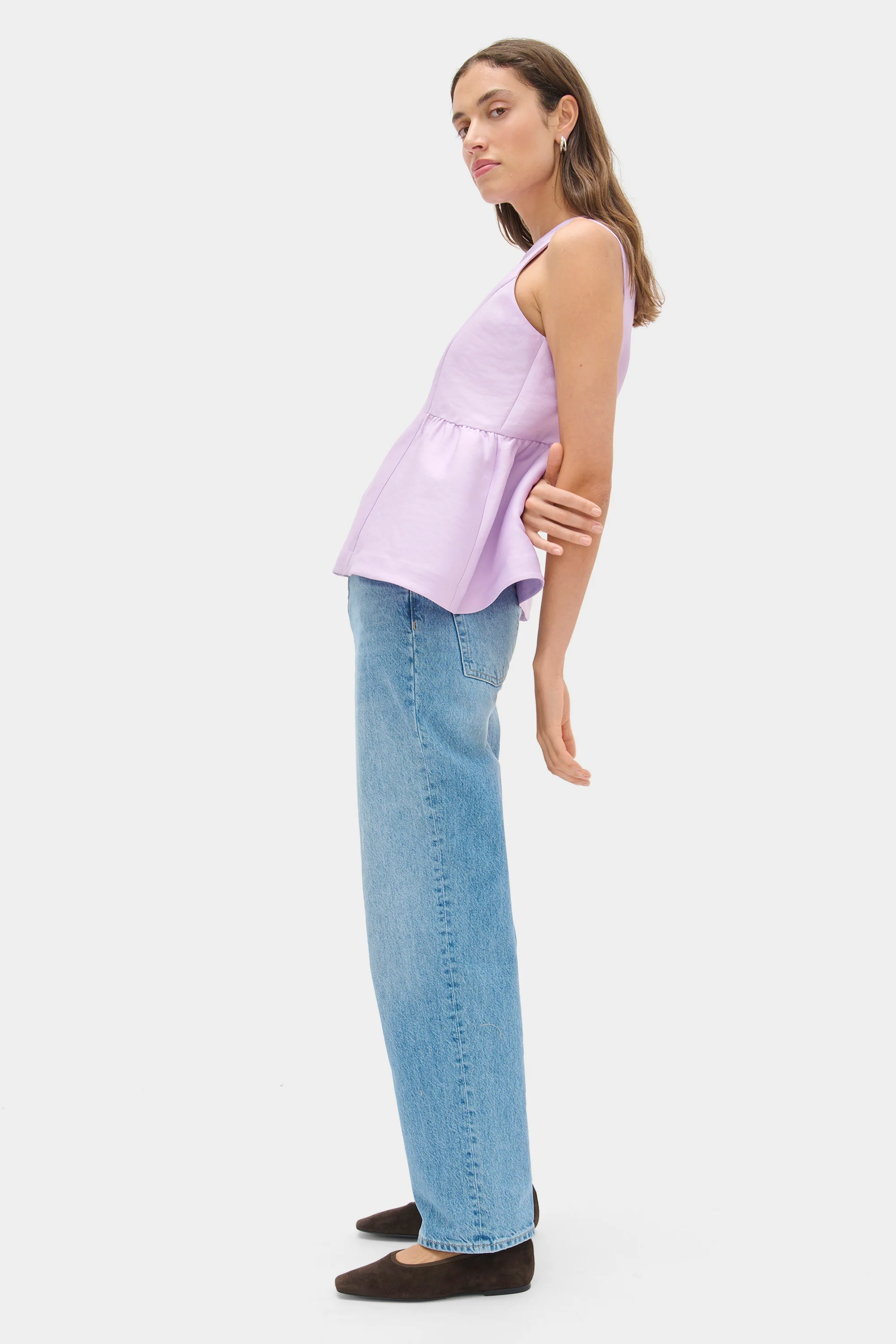 Solstice Peplum Satin Top - Image 3